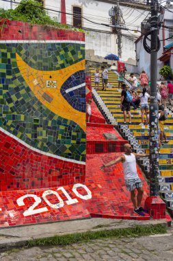 Escadaria Selaron (Selaron merdiven) Lapa, tarihi şehir merkezinden Rio de Janeiro, Brezilya için görüntüleyin