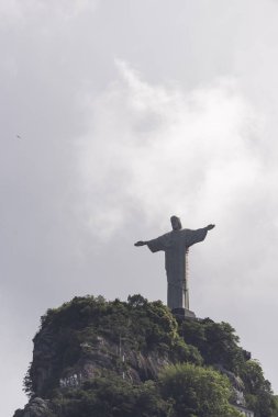 Mesih Corcovado Dağı (Morro Corcovado) üstüne (Cristo Redentor) Redeemer heykeli, Rio de Janeiro, Brezilya