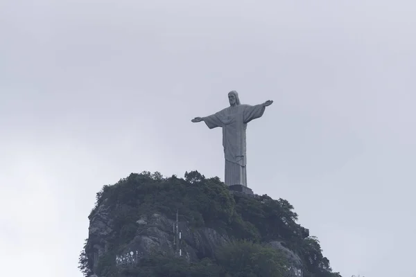 Статуя Христа Искупителя Cristo Redentor Вершине Горы Корковадо Morro Corcovado — стоковое фото