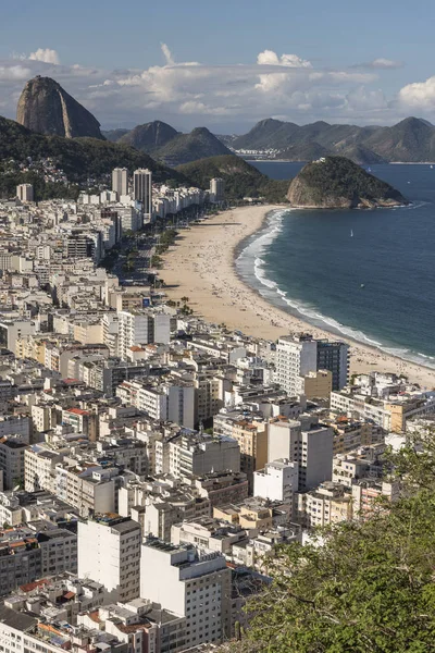 Bela Paisagem Edifícios Praia Copacabana Montanhas Oceano Vista Morro Cantagalo — Fotografia de Stock