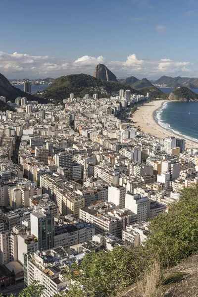 Krásná Krajina Budov Copacabana Beach Hory Moře Morro Dělat Cantagalo — Stock fotografie