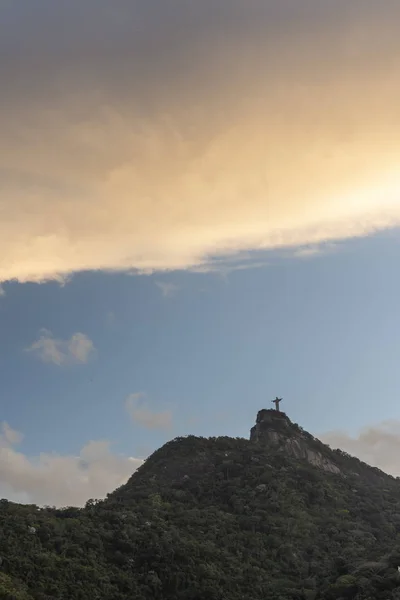 Paesaggio Cristo Redentore Statua Sulla Cima Del Monte Morro Corcovado — Foto Stock