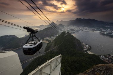 Sugar Loaf dağı, Rio de Janeiro'dan güzel gün batımı manzarası, 