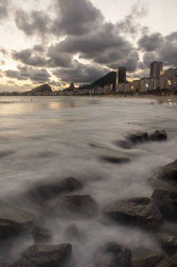 Sunset landscape seen from Leme Beach in Rio de Janeiro, Brazil