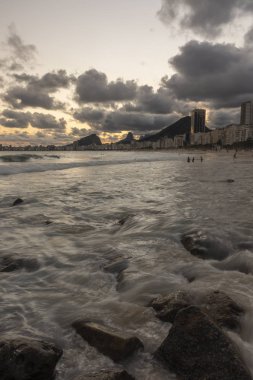 Sunset landscape seen from Leme Beach in Rio de Janeiro, Brazil