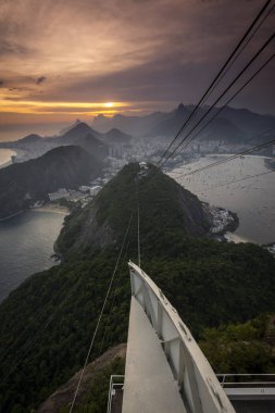 Sugar Loaf dağı, Rio de Janeiro'dan güzel gün batımı manzarası, 