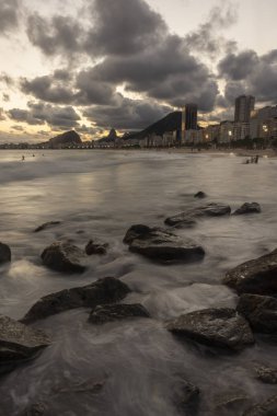 Sunset landscape seen from Leme Beach in Rio de Janeiro, Brazil