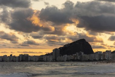 Sunset landscape seen from Leme Beach in Rio de Janeiro, Brazil