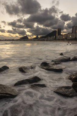 Sunset landscape seen from Leme Beach in Rio de Janeiro, Brazil