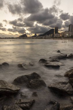 Sunset landscape seen from Leme Beach in Rio de Janeiro, Brazil