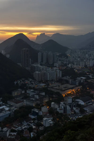Piękny widok zachodu słońca z góry Sugar Loaf, Rio de Janeiro, — Zdjęcie stockowe