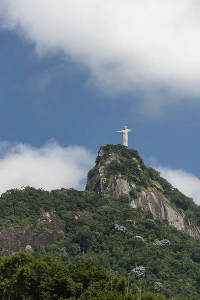 녹색 숲 코르코바도 모 의 상단에 그리스도 구속자 동상 — 스톡 사진