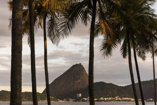 Bela Vista Pôr Sol Para Montanha Pão Açúcar Aterro Flamengo — Fotografia de Stock