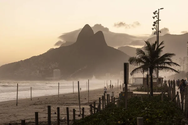 Ipanema Beach Rio Janeiro Brezilya Dan Ikiz Tepeye Güzel Bir — Stok fotoğraf