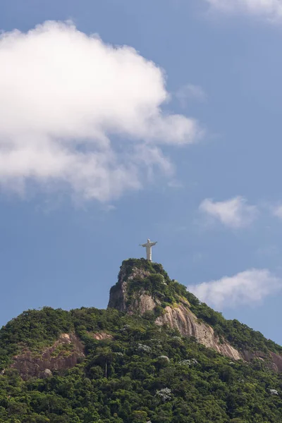 Rio Janeiro Brezilya Daki Corcovado Dağı Nın Tepesindeki Kurtarıcı Heykeli — Stok fotoğraf