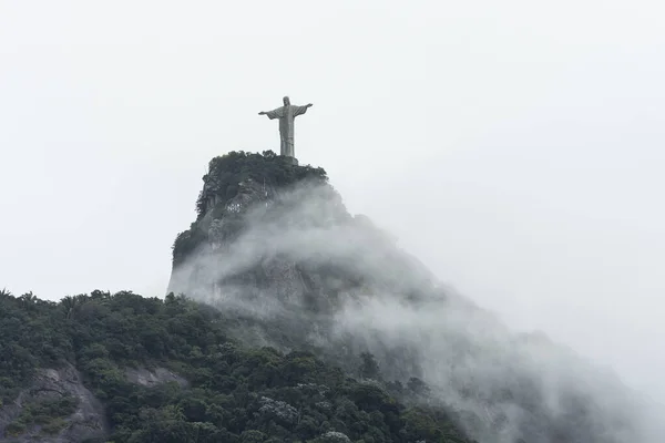 Vacker Utsikt Över Kristus Frälsaren Staty Toppen Corcovado Mountain Rio — Stockfoto