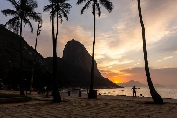 Belle Vue Sur Lever Soleil Avec Sugar Loaf Mountain Derrière — Photo