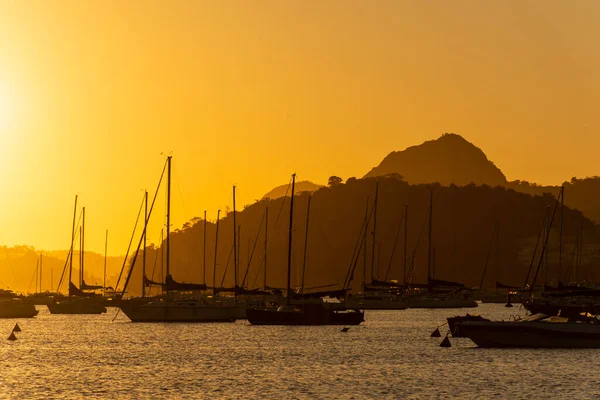 Bella Luce Del Sole Vista Navigare Barche Montagne Praia Botafogo — Foto Stock