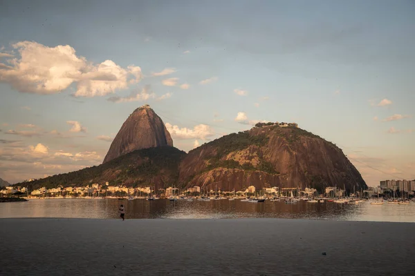 Hermosa Vista Sugar Loaf Mountain Vista Desde Botafogo Beach Bahía — Foto de Stock