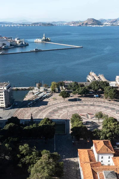 Vacker Utsikt Över Historiska Byggnader Och Havet Centrala Rio Janeiro — Stockfoto