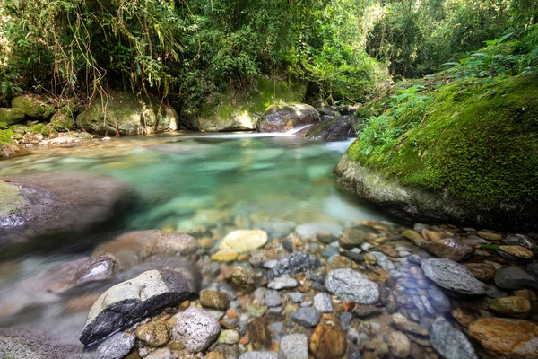 Belo Rio Cristalino Com Água Azul Paisagem Verde Floresta Tropical — Fotografia de Stock