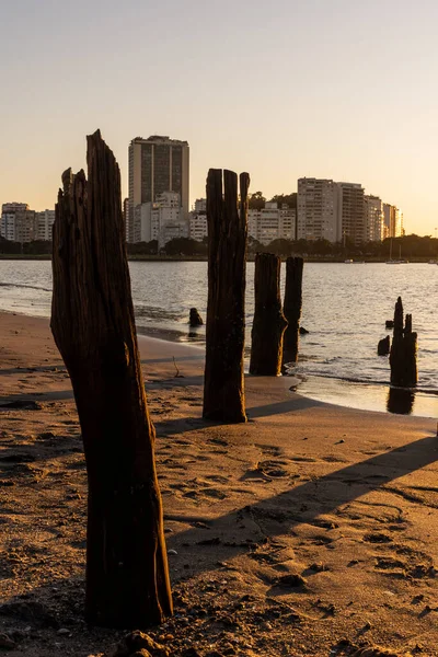 Schönes Sonnenaufgangslicht Und Blick Auf Gebäude Vom Botafogo Strand Durch — Stockfoto