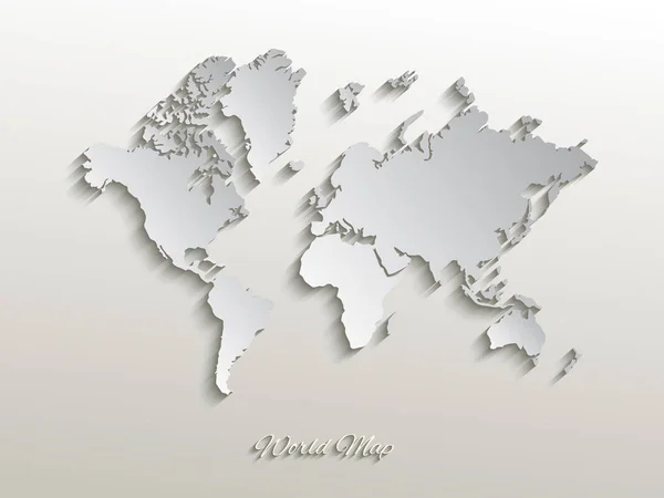 Carte du monde en papier vectoriel sur fond blanc — Image vectorielle