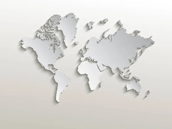 Mapa mundial de papel vectorial sobre fondo blanco — Vector de stock