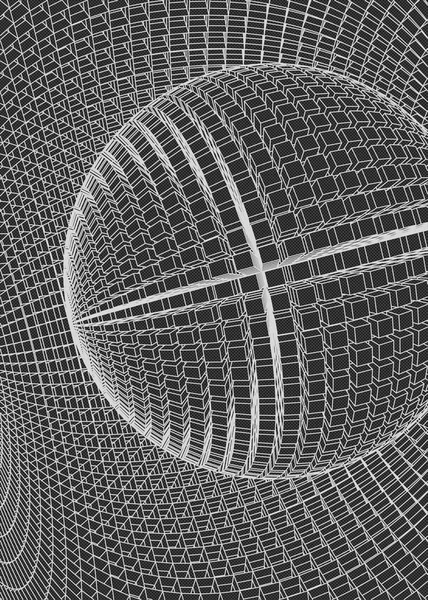 Abstract 3d Illuminated distorted Mesh Sphere. Неоновый знак. Futuristic Technology HUD Element. Элегантный разрушенный. Визуализация больших данных  . — стоковый вектор