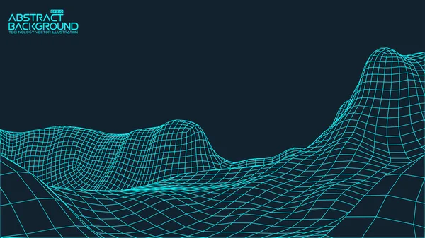 Abstrakt vektor landskap bakgrund. Nätet för cyberrymden. 3D-teknik vektor illustration. — Stock vektor