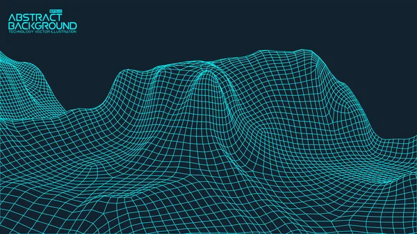 Abstrakt vektor landskap bakgrund. Nätet för cyberrymden. 3D-teknik vektor illustration. — Stock vektor