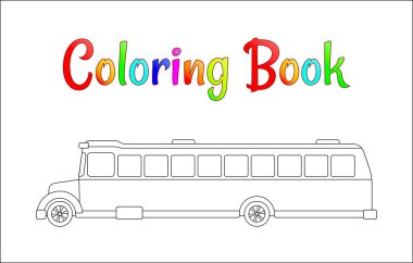 Okul otobüsü boyama sayfası, okul kavramı, başa okul vektör çizim, okul otobüsü beyaz arka plan üzerinde izole çocuklar. EPS 10