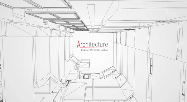 Arquitectura moderna wireframe. Concepto de cableado urbano. Edificio Wireframe ilustración de arquitectura Dibujo CAD . — Archivo Imágenes Vectoriales