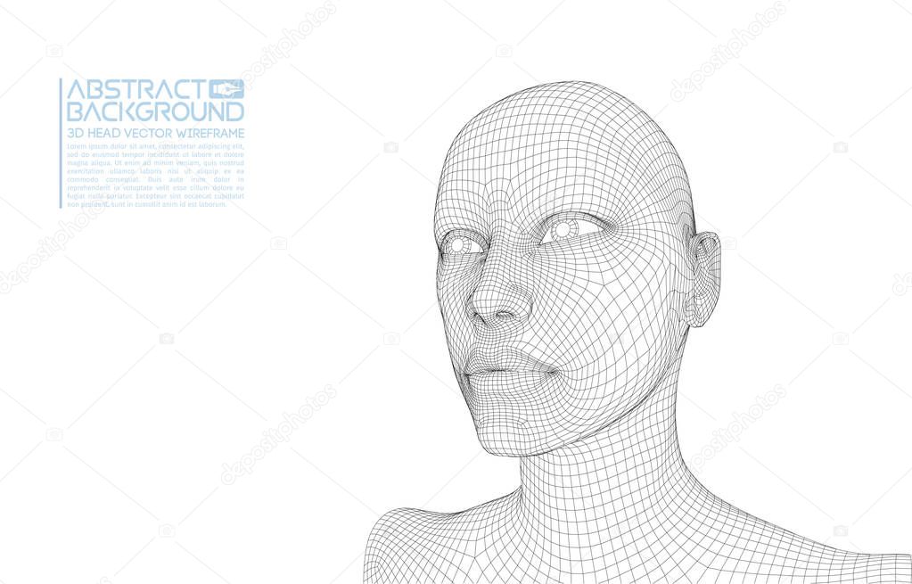 Ai digital brain. Artificial intelligence concept. Human head in robot digital computer interpretation.head concept.