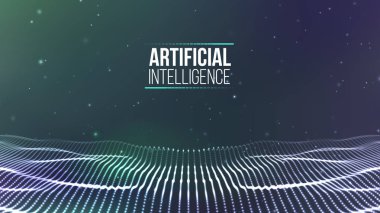 Arkaplan 3D ızgarası. Ai teknoloji kablo şebekesi fütüristik kablo şeması. Yapay zeka. Siber güvenlik arka plan Vektör illüstrasyonu