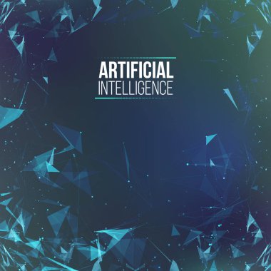 Arkaplan 3D ızgarası. Ai teknoloji kablo şebekesi fütüristik kablo şeması. Yapay zeka. Siber güvenlik arka plan Vektör illüstrasyonu