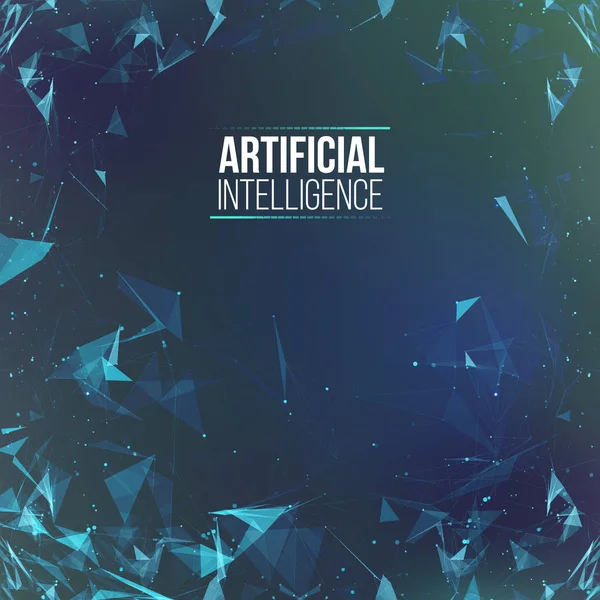 Arkaplan 3D ızgarası. Ai teknoloji kablo şebekesi fütüristik kablo şeması. Yapay zeka. Siber güvenlik arka plan Vektör illüstrasyonu