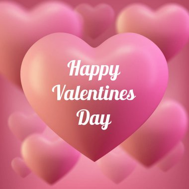 8 Mart Kadınlar günü tebrik kartı şablonu. Pembe ballon kalp, aşk. Kalpler vektör çizim