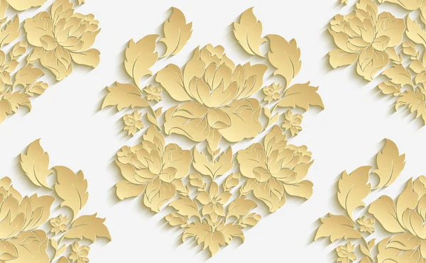 Fondos de pantalla en el estilo de Barroco. Vector damasco patrón floral sin costuras. Adorno de rosa  . — Archivo Imágenes Vectoriales