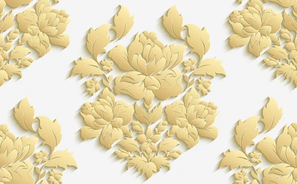 Fondos de pantalla en el estilo de Barroco. Vector damasco patrón floral sin costuras. Adorno de rosa  . — Archivo Imágenes Vectoriales