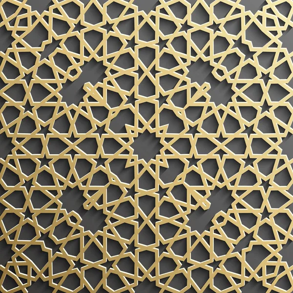 Modèle islamique sans couture 3d. Élément de design arabe traditionnel . — Image vectorielle