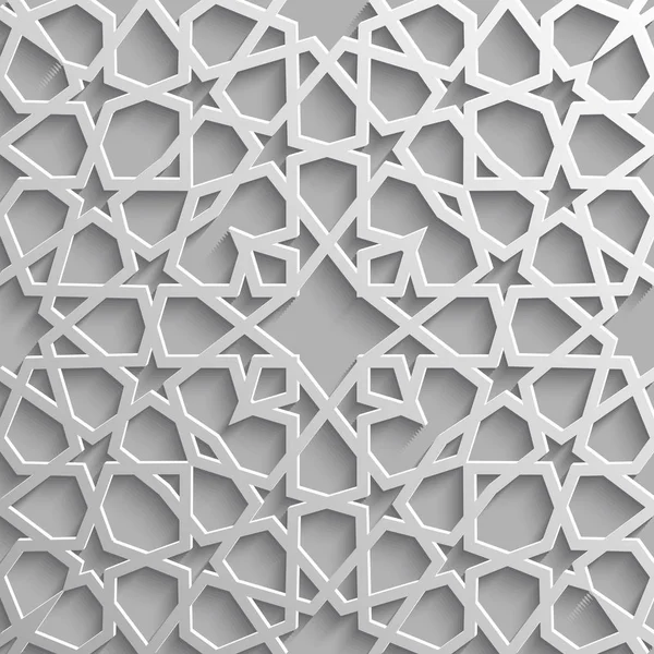 Modèle islamique sans couture 3d. Élément de design arabe traditionnel . — Image vectorielle