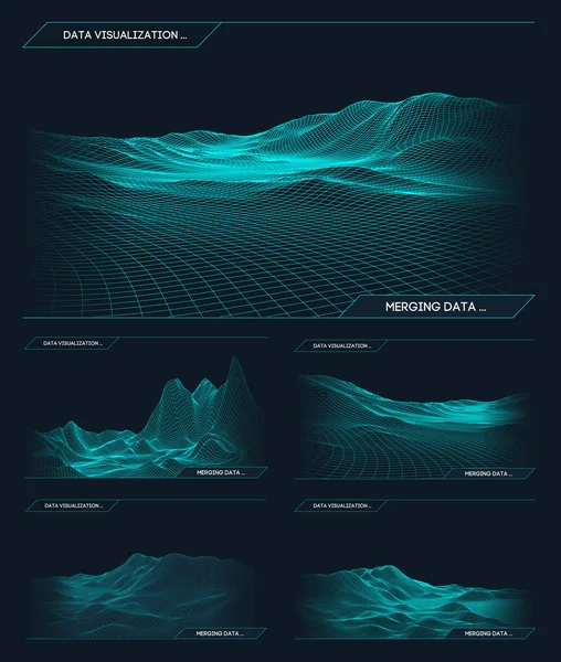 Soyut vektör tel kafes manzara arka plan. Siber kılavuz. 3D teknoloji tel kafes vektör çizim. Sunumlar için dijital tel kafes peyzaj .
