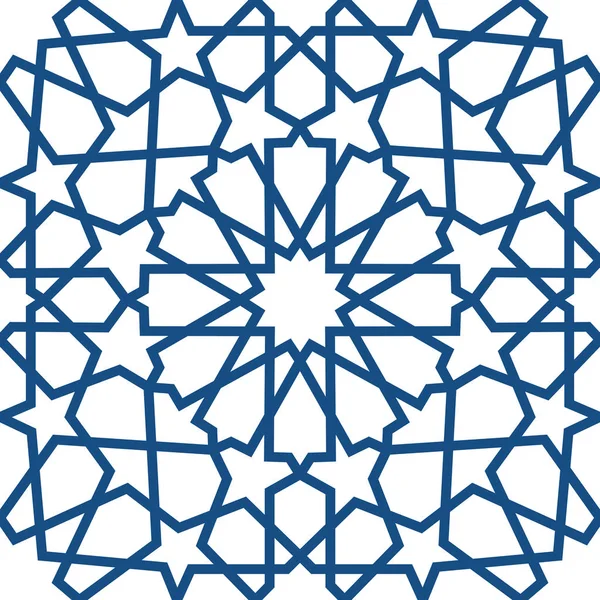 Patrón islámico azul. Patrón geométrico árabe sin costuras, ornamento oriental, ornamento indio, motivo persa, 3D. Textura sin fin se puede utilizar para el papel pintado, relleno de patrones, fondo de página web  . — Archivo Imágenes Vectoriales