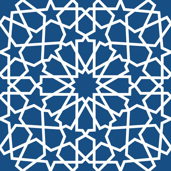 Blaues islamisches Muster. nahtloses arabisches geometrisches Muster, orientalisches Ornament, indisches Ornament, persisches Motiv, 3d. endlose Textur kann für Tapeten, Musterfüllungen, Webseiten-Hintergrund verwendet werden . — Stockvektor