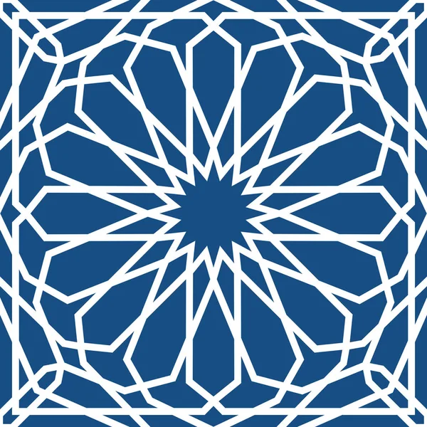 Modello islamico blu. Modello geometrico arabo senza cuciture, ornamento orientale, ornamento indiano, motivo persiano, 3D. texture infinito può essere utilizzato per carta da parati, riempimenti modello, sfondo della pagina web  . — Vettoriale Stock