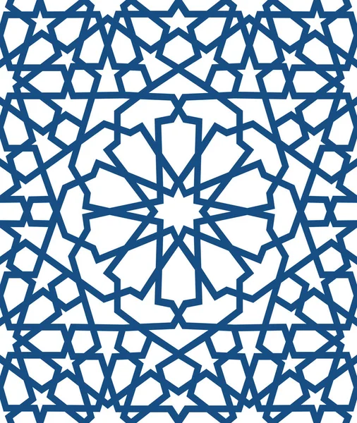 Modello islamico blu. Modello geometrico arabo senza cuciture, ornamento orientale, ornamento indiano, motivo persiano, 3D. texture infinito può essere utilizzato per carta da parati, riempimenti modello, sfondo della pagina web  . — Vettoriale Stock