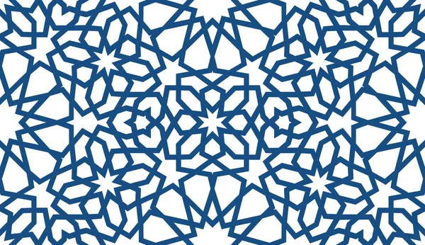 Blauwe islamitische patroon. Naadloze Arabische geometrische patroon Oosten sieraad, Indiase sieraad, Perzisch motief, 3d. Eindeloze textuur kan worden gebruikt voor behang, opvulpatronen, webpagina-achtergrond . — Stockvector