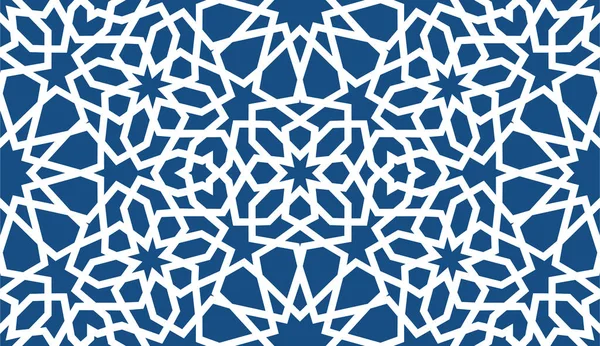 Blauwe islamitische patroon. Naadloze Arabische geometrische patroon Oosten sieraad, Indiase sieraad, Perzisch motief, 3d. Eindeloze textuur kan worden gebruikt voor behang, opvulpatronen, webpagina-achtergrond . — Stockvector