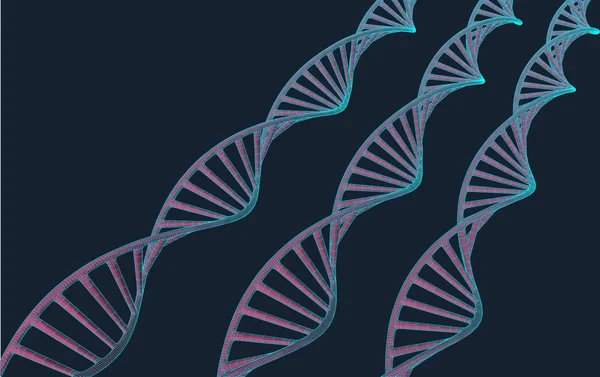 Szary Dna z linia łamana na niebieskim tle. Wielokątne miejsca low poly z łączącymi punkty i linie. Połączenie struktury. Tło wektor nauki. — Wektor stockowy